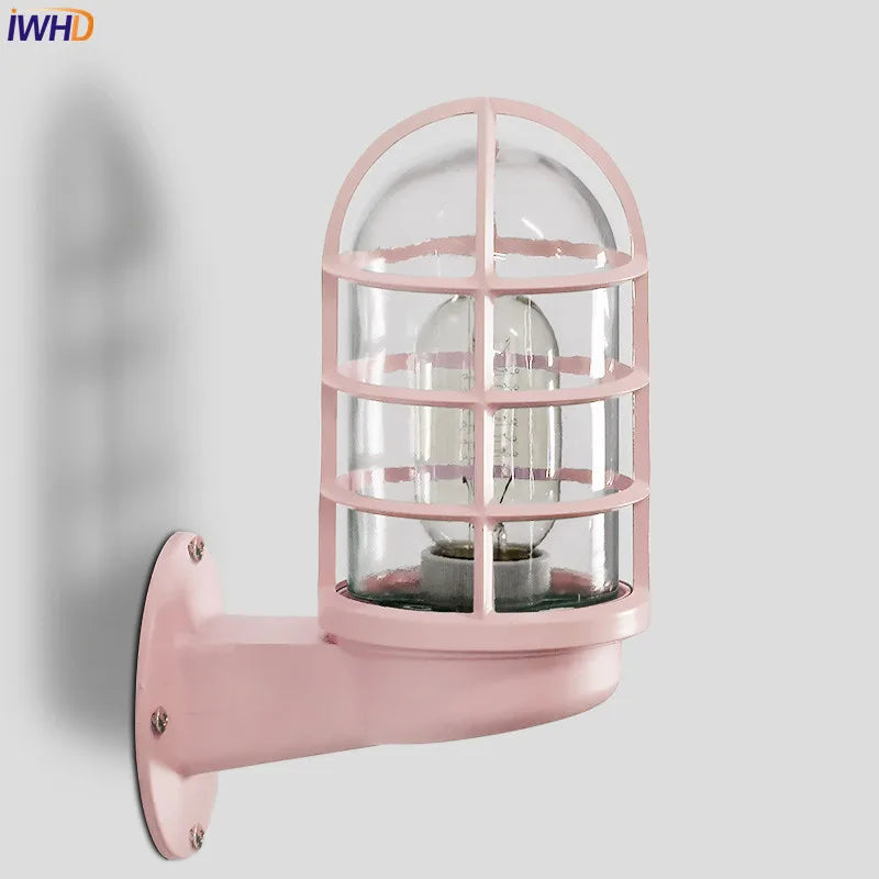 Helnys Nordic LED Wall Light Glass Shade Outdoor Wall Lamp for Courtyard & Porch