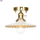 Helnys Nordic White Ceramic LED Ceiling Light Copper Ceiling Lamp Plafonnier