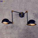 Helnys Vintage Loft Industrial Swing Arm Wall Light Sconce - Adjustable 2 Heads