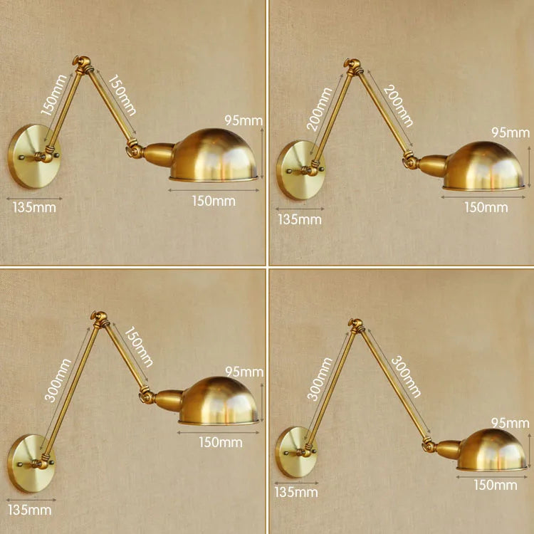 Helnys Industrial Vintage Wall Lamp Sconce Swing Arm Adjustable Loft Lighting