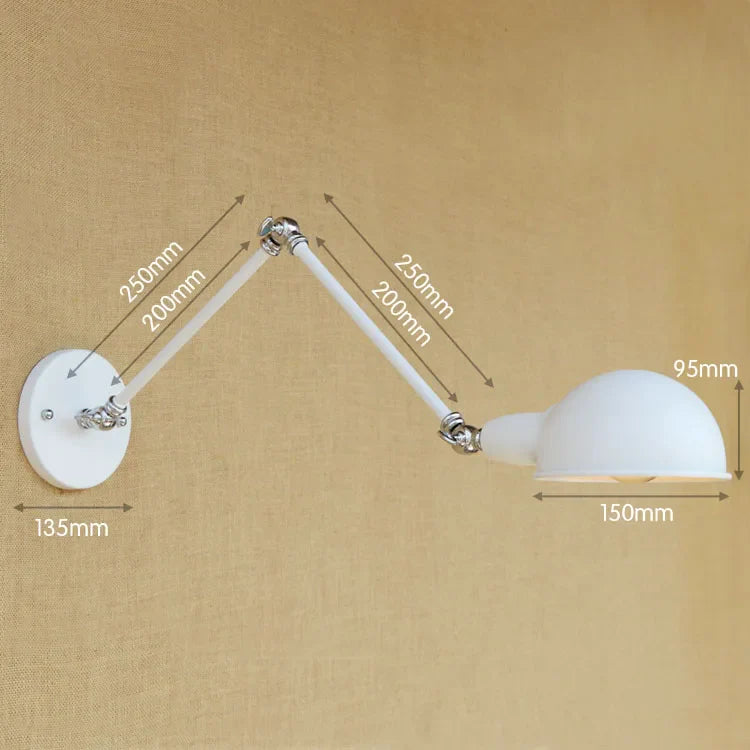 Helnys Industrial Vintage Wall Lamp Sconce Swing Arm Adjustable Loft Lighting