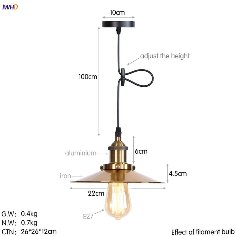 Helnys Retro LED Pendant Light for Dining Room Decor