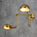 Helnys Vintage Loft Industrial Swing Arm Wall Light Sconce - Adjustable 2 Heads