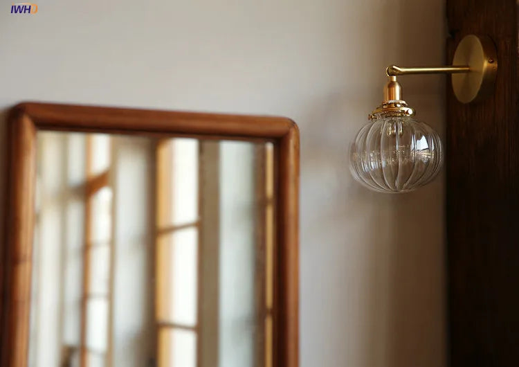 Helnys Nordic Copper Wall Lamp Modern Glass Ball Wall Lights Fixtures