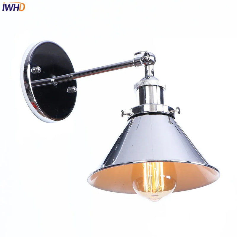 Helnys Vintage Silver Wall Lamp Industrial Sconces Retro Lighting