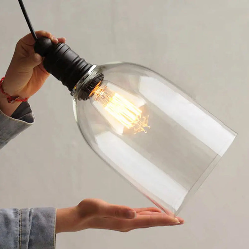 Helnys Vintage Glass Pendant Lamp in Industrial Loft Style