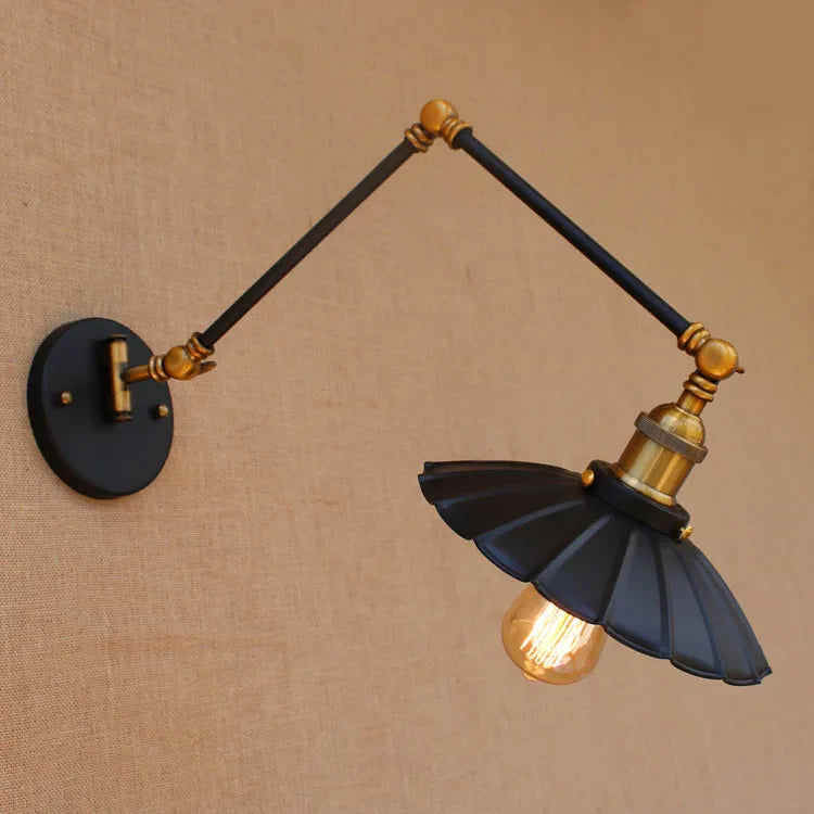 Helnys Swing Arm Wall Lamp Industrial Style Edison Retro Vintage Sconce LED
