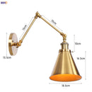 Helnys Gold LED Swing Arm Wall Light - Antique Industrial Decor