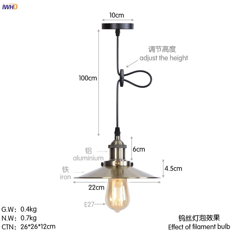 Helnys Retro LED Pendant Light for Dining Room Decor