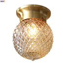 Helnys Glass Ball Copper Ceiling Lamp Modern Vintage LED Light