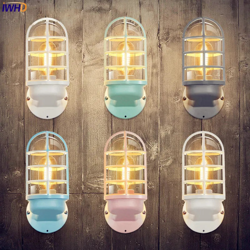 Helnys Nordic LED Wall Light Glass Shade Outdoor Wall Lamp for Courtyard & Porch