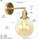 Helnys Copper LED Wall Lamp Glass Ball Nordic Modern Design