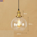 Helnys Industrial Glass LED Pendant Light Fixture Loft Vintage American Style