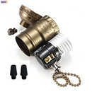 Helnys Vintage Aluminum E27 Lamp Holder with Chain Switch Homekit UL CE