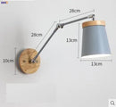 Helnys Wooden Nordic LED Wall Light Swing Arm Wall Lamp Fixtures