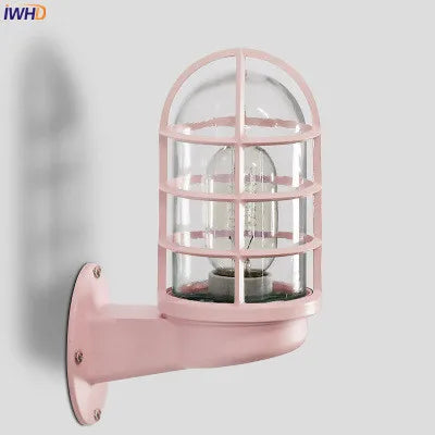Helnys Nordic LED Wall Light Glass Shade Outdoor Wall Lamp for Courtyard & Porch