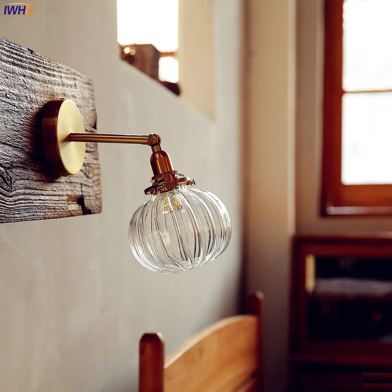 Helnys Nordic Copper Wall Lamp Modern Glass Ball Wall Lights Fixtures