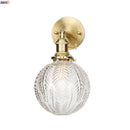 Helnys Retro LED Glass Ball Wall Light Sconce - Vintage Copper Finish