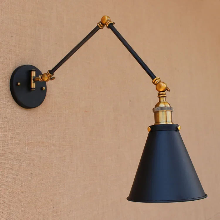 Helnys Swing Arm Wall Lamp Industrial Style Edison Retro Vintage Sconce LED