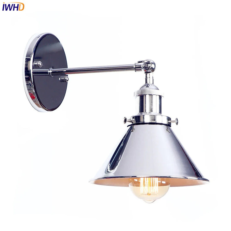 Helnys Vintage Silver Wall Lamp Industrial Sconces Retro Lighting