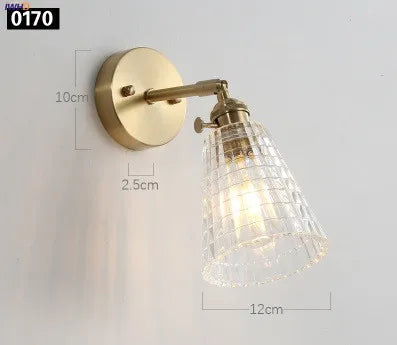 Helnys Copper Glass LED Wall Sconce - Retro Vintage Wall Lamp Fixtures