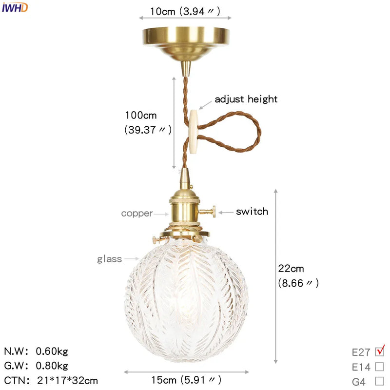 Helnys Nordic LED Glass Pendant Lamp for Modern Home Lighting