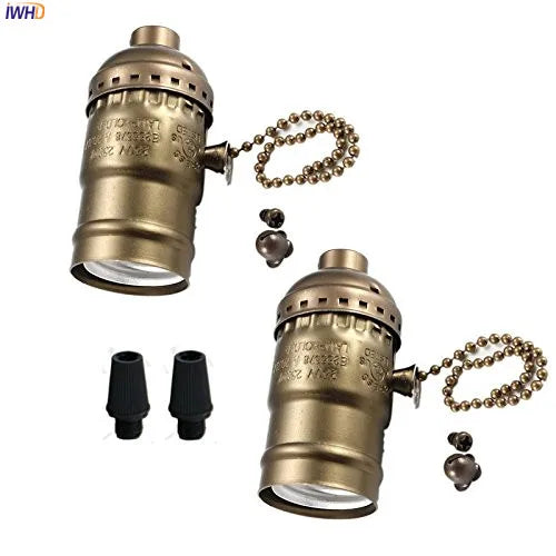 Helnys Vintage Aluminum E27 Lamp Holder with Chain Switch Homekit UL CE