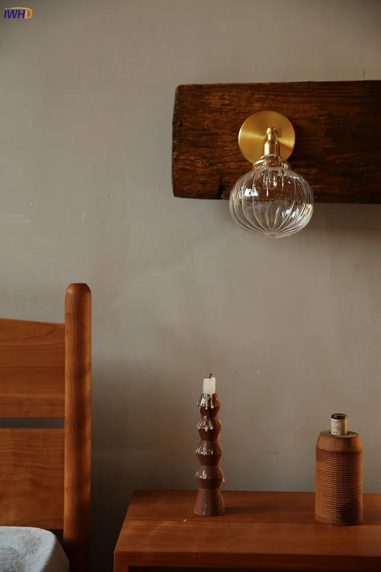Helnys Nordic Copper Wall Lamp Modern Glass Ball Wall Lights Fixtures