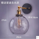 Helnys Industrial Wall Sconce with Glass Lampshade, Vintage Retro Loft Wall Lamp