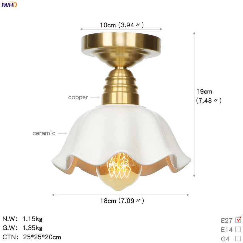 Helnys Copper Glass Ball Ceiling Light - Nordic Japan Style LED Lampara De Techo