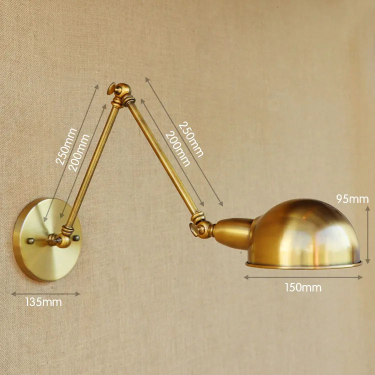 Helnys Industrial Vintage Wall Lamp Sconce Swing Arm Adjustable Loft Lighting
