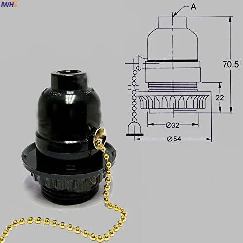 Helnys Plastic E27 Bulb Holder With Switch 110-220V Socket Vintage UL CE