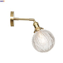 Helnys Retro LED Glass Ball Wall Light Sconce - Vintage Copper Finish