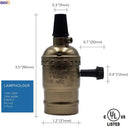 Helnys Vintage E27 Lamp Holder Base Chain Switch Socket Bulb Light Fitting