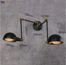 Helnys Vintage Loft Industrial Swing Arm Wall Light Sconce - Adjustable 2 Heads