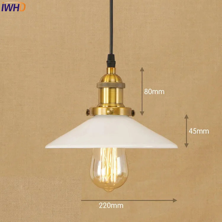 Helnys Industrial Glass LED Pendant Light Fixture Loft Vintage American Style