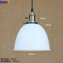 Helnys Vintage Industrial Pendant Light with White Metal Plate Shade