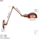 Helnys Vintage LED Wall Lamp with Adjustable Swing Arm