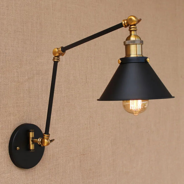 Helnys Swing Arm Wall Lamp Industrial Style Edison Retro Vintage Sconce LED