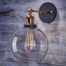 Helnys Industrial Wall Sconce with Glass Lampshade, Vintage Retro Loft Wall Lamp