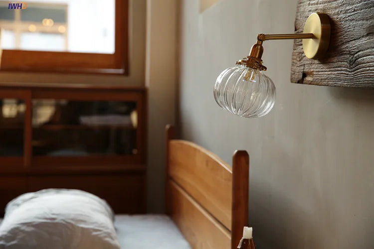 Helnys Nordic Copper Wall Lamp Modern Glass Ball Wall Lights Fixtures