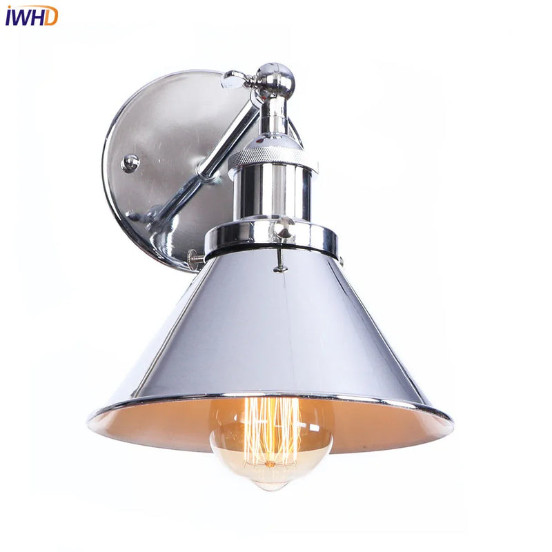 Helnys Vintage Silver Wall Lamp Industrial Sconces Retro Lighting