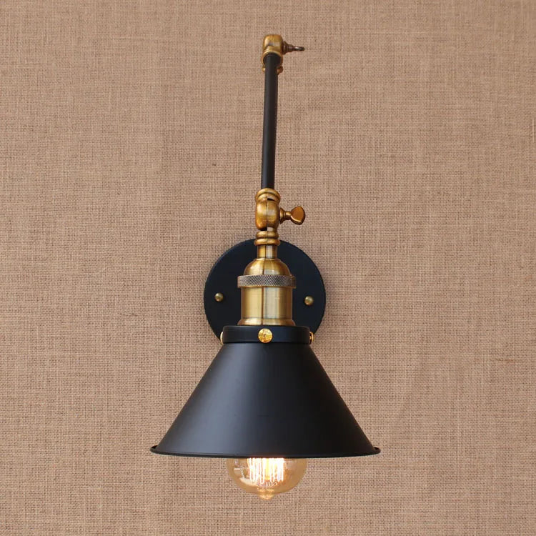 Helnys Swing Arm Wall Lamp Industrial Style Edison Retro Vintage Sconce LED