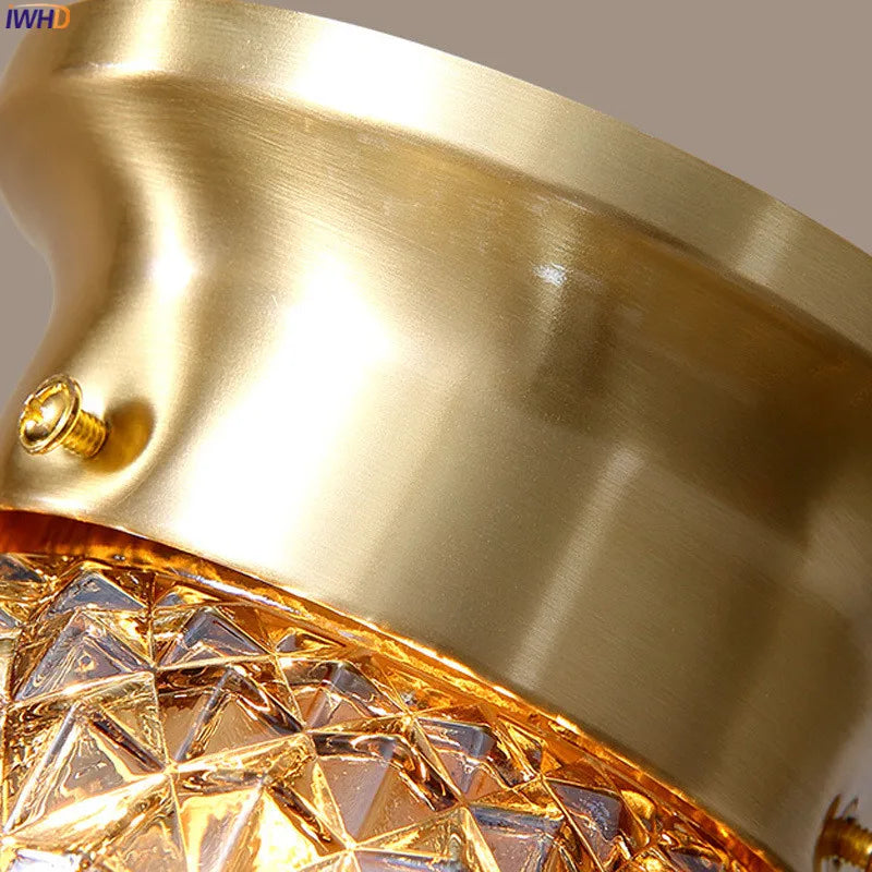 Helnys Glass Ball Copper Ceiling Lamp Modern Vintage LED Light