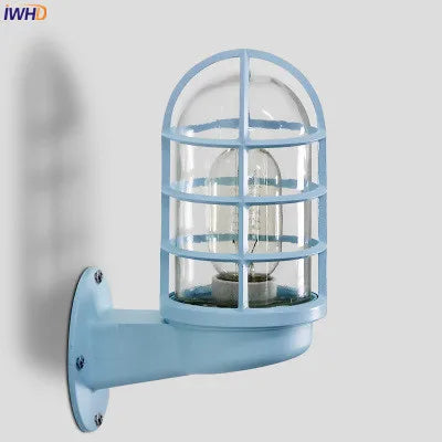 Helnys Nordic LED Wall Light Glass Shade Outdoor Wall Lamp for Courtyard & Porch