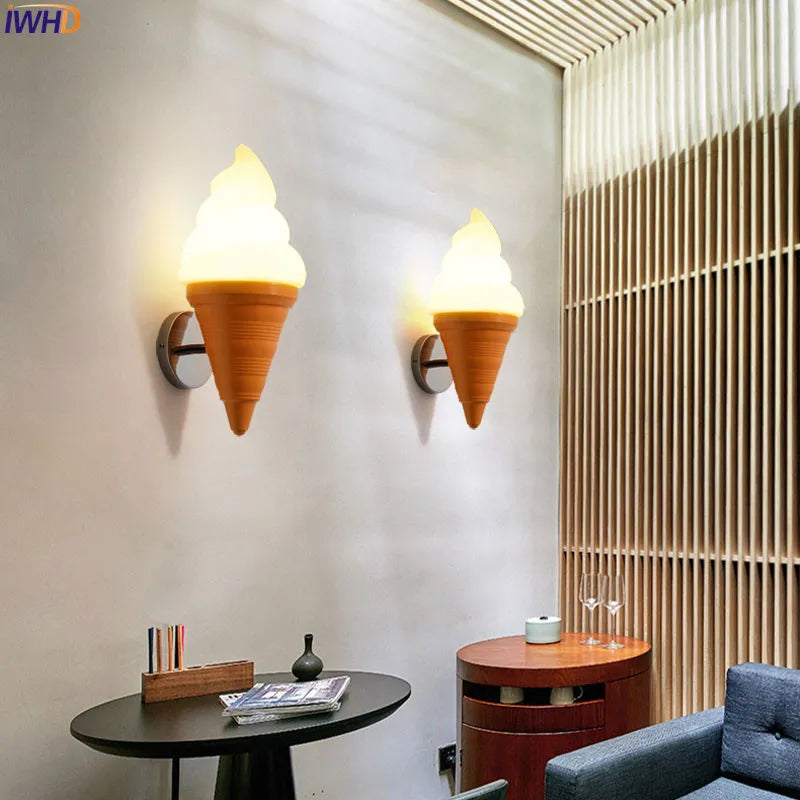 Helnys Ice Cream LED Wall Lamp: Modern Carton Design for Children Room, Bar