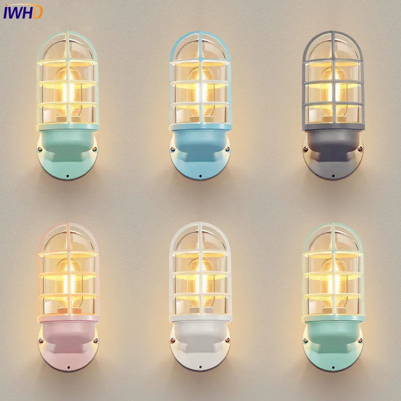 Helnys Nordic LED Wall Light Glass Shade Outdoor Wall Lamp for Courtyard & Porch