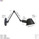 Helnys Retro Wall Lights - 2 Heads Swing Arm Edison Lighting for Bedroom, Bathroom