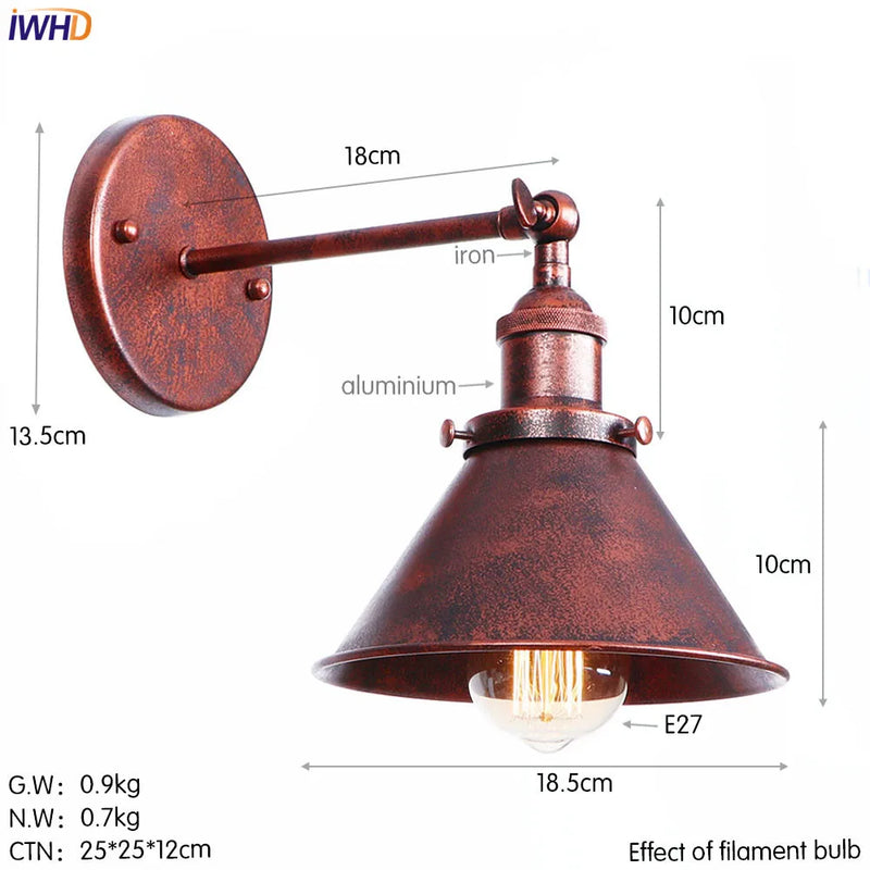 Helnys Vintage Silver Wall Lamp Industrial Sconces Retro Lighting