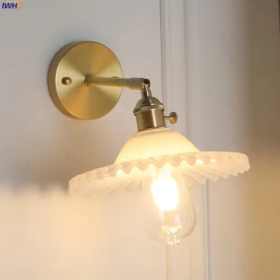 Helnys Copper Glass LED Wall Sconce - Retro Vintage Wall Lamp Fixtures
